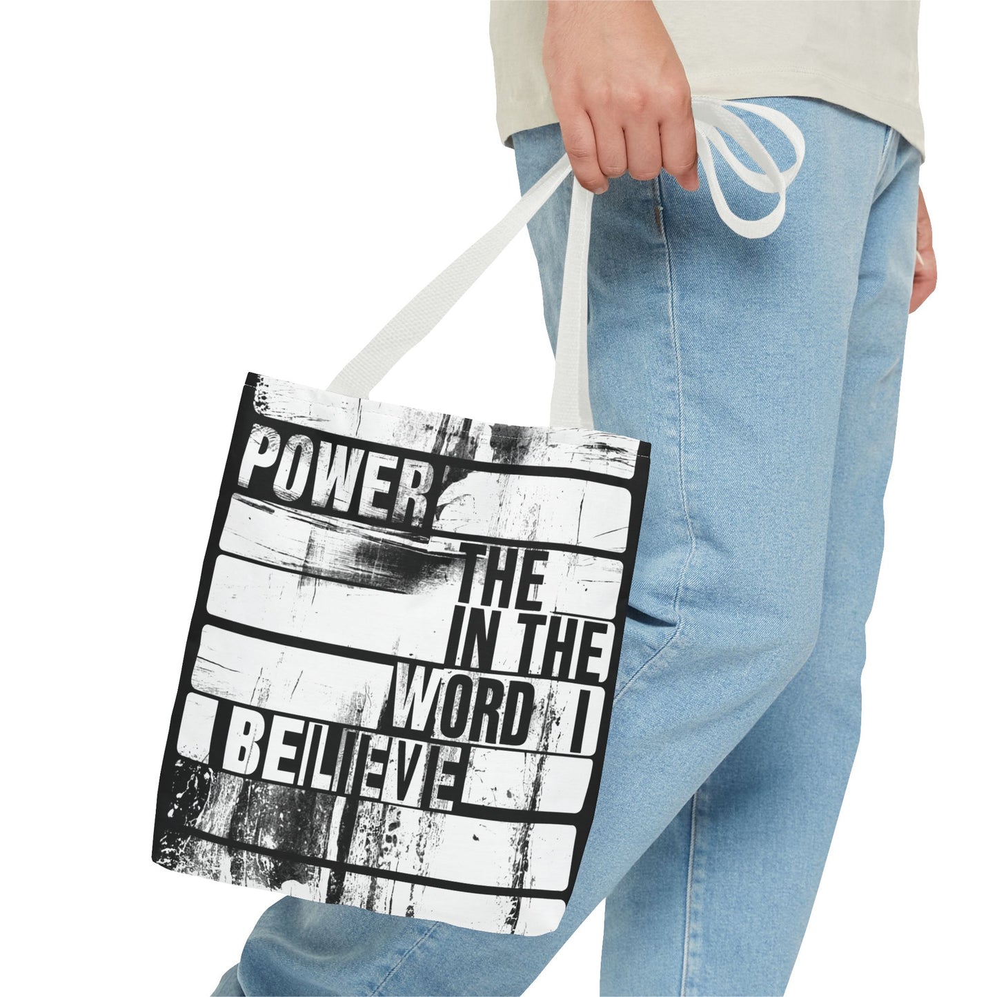 Inspirational Tote Bag - 'Power in the Word' & 'Faith Saved My Life' - Motivational Canvas Carryall