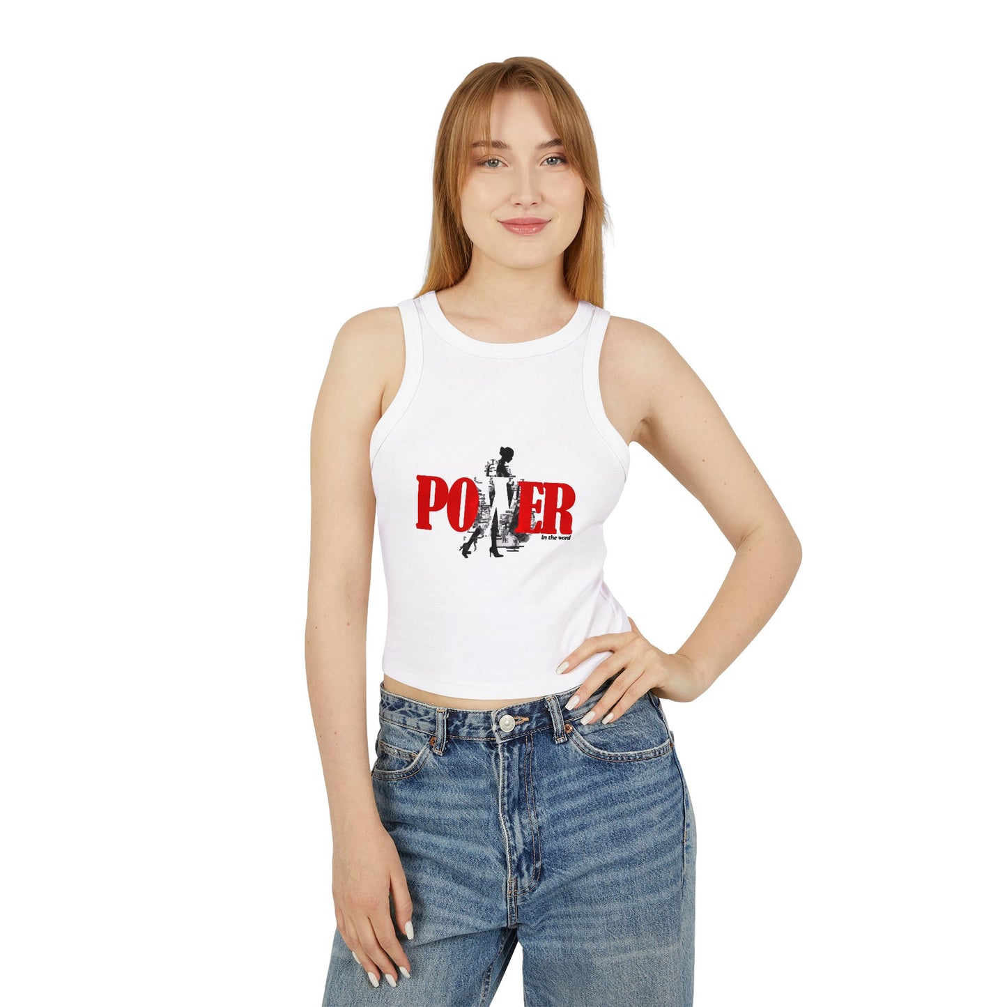 Empowerment Racer Tank Top - 'Power' and 'Believe' Design for Women