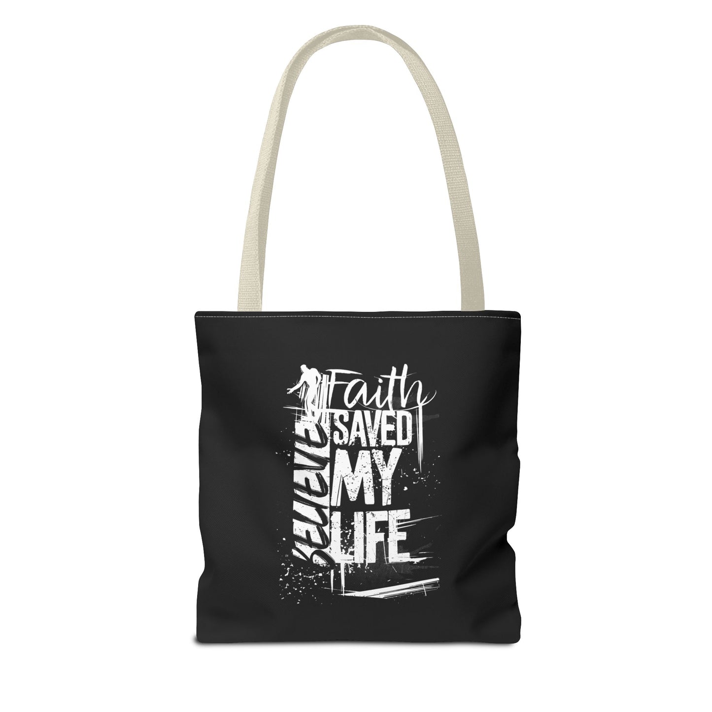 Inspirational Tote Bag - 'Power in the Word' & 'Faith Saved My Life' - Motivational Canvas Carryall