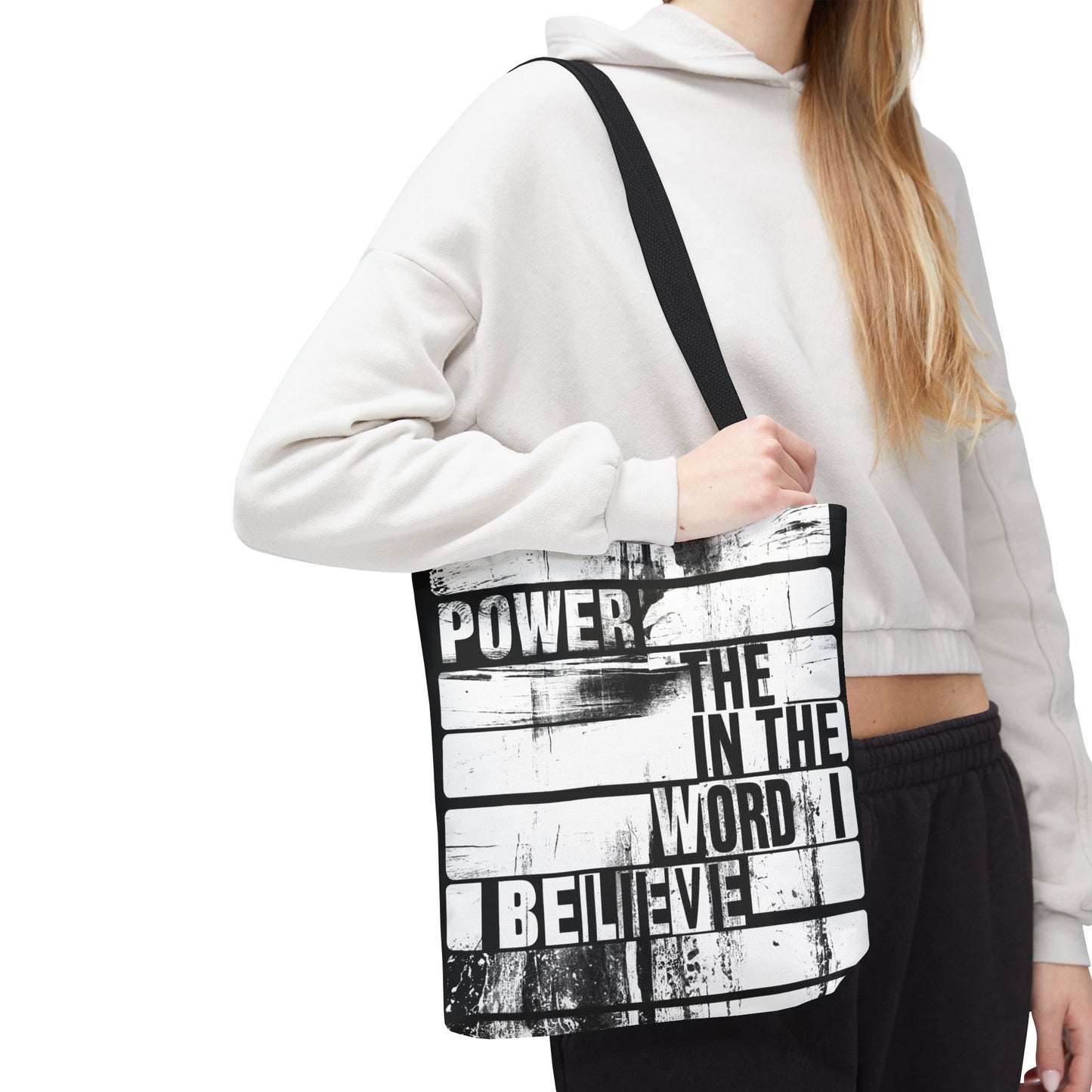 Inspirational Tote Bag - 'Power in the Word' & 'Faith Saved My Life' - Motivational Canvas Carryall