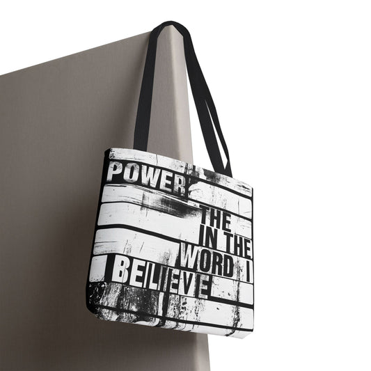 Inspirational Tote Bag - 'Power in the Word' & 'Faith Saved My Life' - Motivational Canvas Carryall
